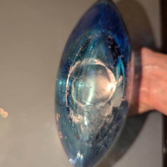 Margie's Garden Hand Blown Art Glass Donut Vase Collectible Controlled Bubbles - Picture 10 of 10